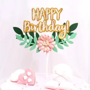 Flower leaf theme cake topper For Birthday Party