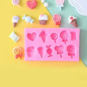 1pc Heart & Lollipop Shaped DIY Silicone Mould