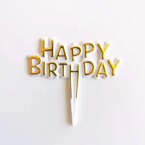 20 pcs golden and white happy birthday cake topper