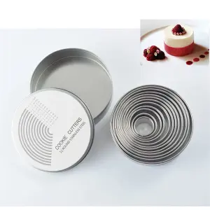 11 Pieces Stainless Steel Cookie Cutter Set Biscuit Plain Edge Round Cutters Metal Ring Baking Molds Ranging from 2-6 Inches