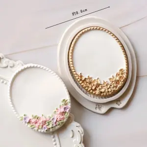 Oval frame with floral decoration silicone mould