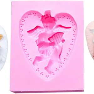 Angel holding violin heart shared silicone mould