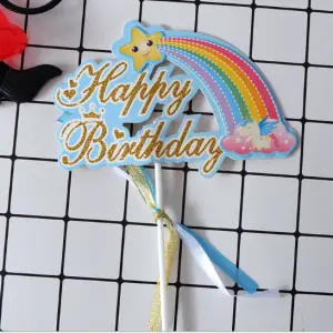 1 pcs Happy birthday Rainbow cake topper