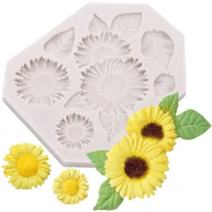 Sunflower with leaves Flower silicone Mould