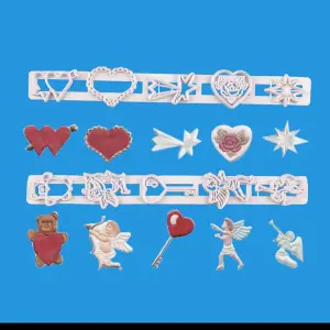 2 pcs Valentine Love heart angel teddy cutter set