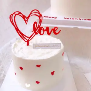 1 pcs red heart love cake topper