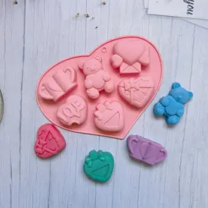 3D Teddy Bear love heart theme Silicone Mould