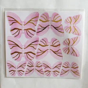 10 pcs Paper Butterfly with pearl detail topper set (Dark Pink)