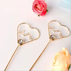 1 pcs golden metal heart love topper