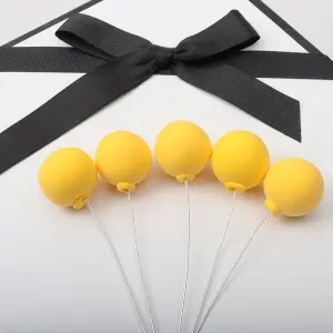 5 Pcs Yellow velvet faux Ball set (2.5 cm diameter)