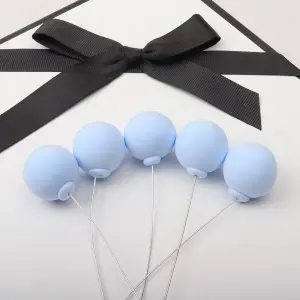 5 Pcs Light Blue velvet faux Ball set (2.5 cm diameter)