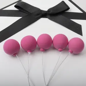 5 Pcs Dark Pink velvet faux Ball set (2.5 cm diameter)