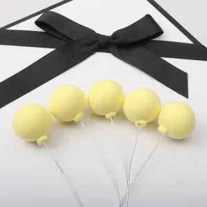 5 Pcs Light Yellow velvet faux Ball set (2.5 cm diameter)