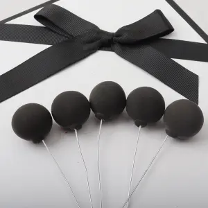 5 Pcs Black velvet faux Ball set (2.5 cm diameter)