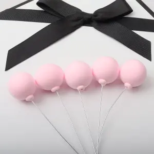 5 Pcs Baby Pink velvet faux Ball set (2.5 cm diameter)