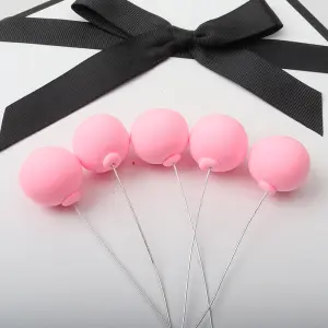 5 Pcs Pink velvet faux Ball set (2.5 cm diameter)