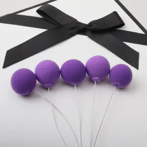 5 Pcs Dark Purple velvet faux Ball set (2.5 cm diameter)