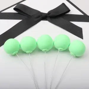 5 Pcs Light Green velvet faux Ball set (2.5 cm diameter)