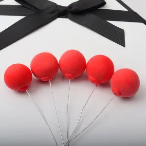 5 Pcs Red velvet faux Ball set (2.5 cm diameter)