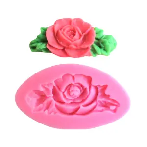 3D Flower with leaf motif flower silicone Mould