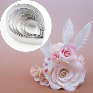 6 Pcs Rose flower Fondant Sugar craft Stainless Steel Cutter set