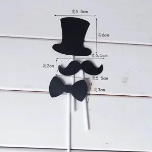3 pcs hat mustache bow Cake Topper set