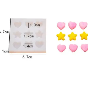 3d hearts and stars silicone mould