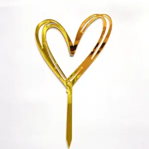 1 pcs golden double heart acrylic topper