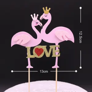 1pcs Pink love Swan couple topper