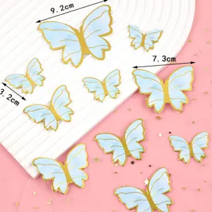 10 pcs Paper butterfly with golden topper set (Blue)