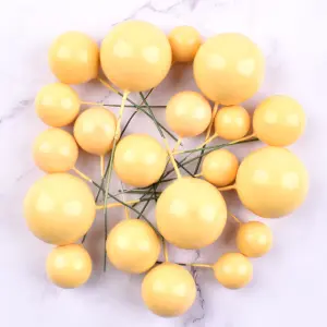 20 pcs dark yellow round mixed sizes faux balls