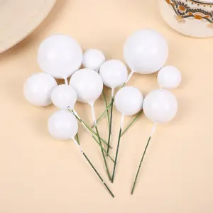 20 pcs white round mixed sizes faux balls