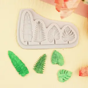 4 cavity tropical leaf silicone mould