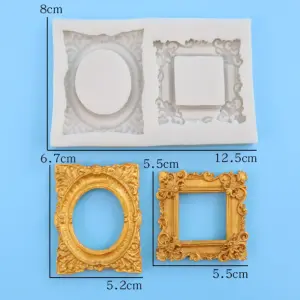 2 cavity Rectangle frame decorative classic silicone mould