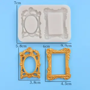 2 cavity Detailed Rectangle frame decorative silicone mould