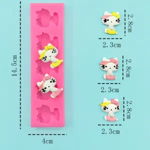 4 cavity Hello Kitty silicone mould