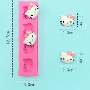4 cavity Hello Kitty face silicone mould