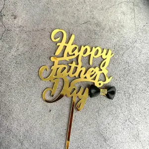 Happy Father's Day with fabric bow Cake Topper Decoration