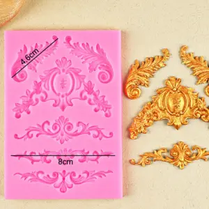 Baroque Scroll Relief Cake Border Silicone Molud