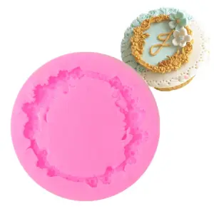 Round frame floral decoration silicone mould