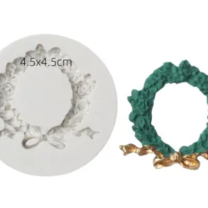 Floral circle frame with bow silicone mould