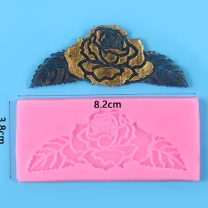 Rose flower with leaf silicone mould