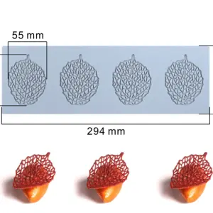 4 cavity leaf theme chocolate garnish mould style 2