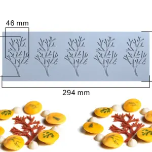 5 cavity tree leaf chocolate garnish mould style 5