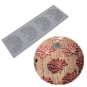 4 cavity tree leaf chocolate garnish mould style 3