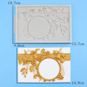 Large vintage frame with berry leaves silicone mould style 1