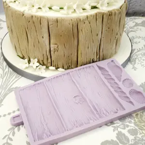Wooden Tree Bark Cake Silicone Mould with 3 Types of Shell Shapes,Embossed Printing Moulds Made of Silicone mould
