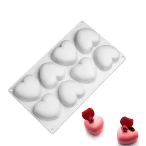 8 cavity heart Silicone Mould for mousse,baking,desserts etc