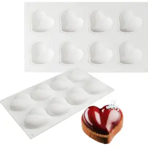 8 cavity heart Silicone Mould for mousse,baking,desserts etc style 2