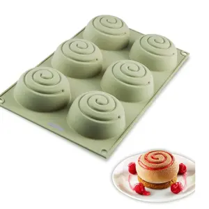 6 Cavity Silicone Spiral Shape Cake Mould for Mousse Dessert Baking All Purpose Mould (Out Put Weight Approx: 100 Grams)
